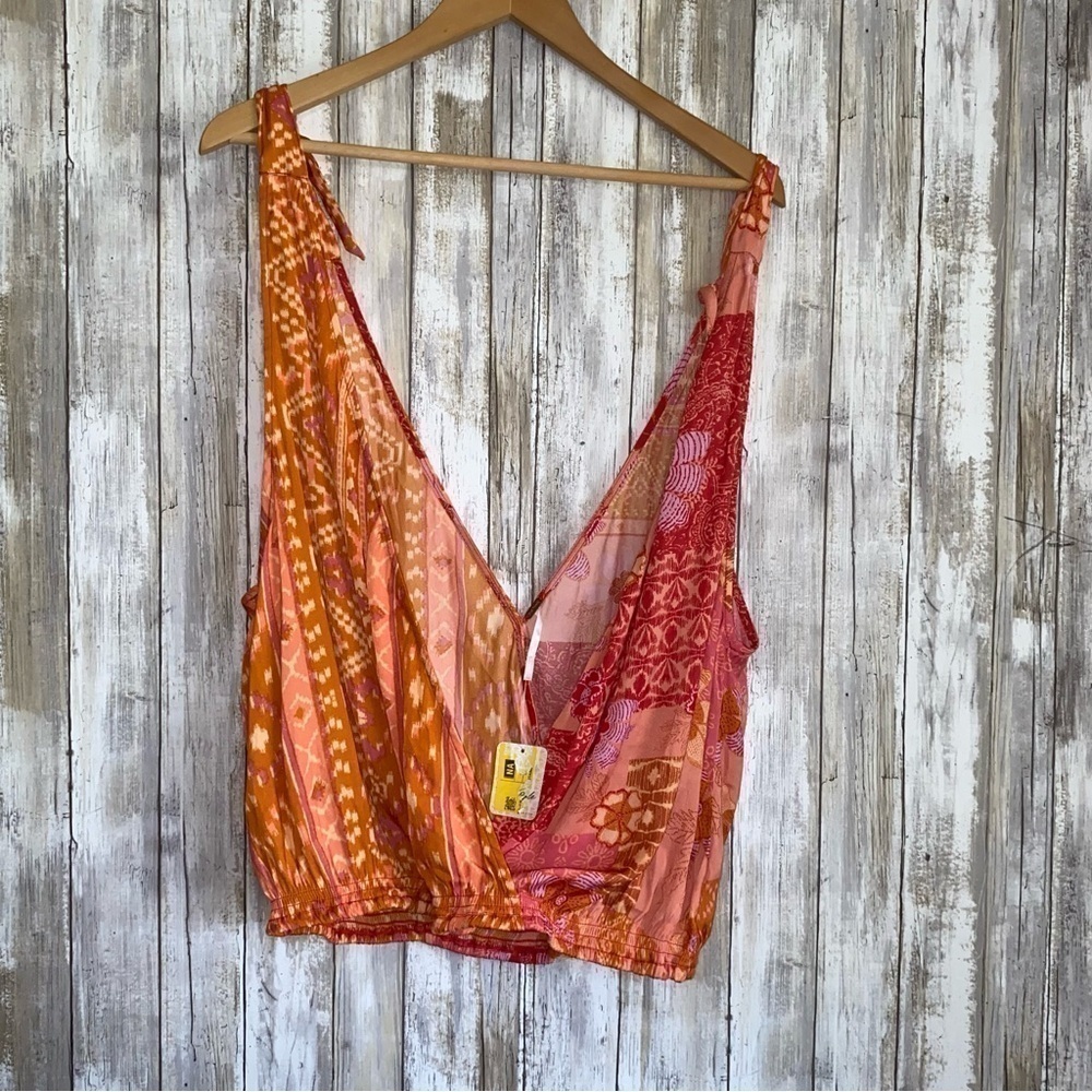 NWT Free People Tied To You Top Lemonade Combo Tie Shoulder Boho Tank M - Picture 3 of 8